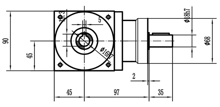 HDA09系列換向器：HDA09-2：1-E外形安裝尺寸圖2